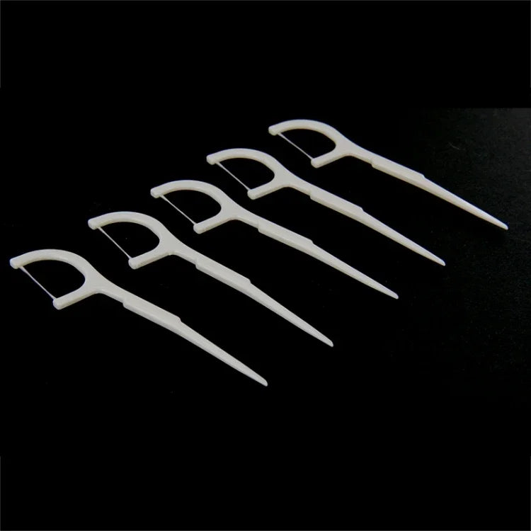 50 PCS Palitos Dentais com Fio Tipo Largo Fio Dental ABS, 50 PCS