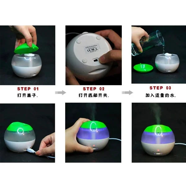 Humidificador de Ar USB com Indicador Vermelho Mini e Interruptor de Regulação de Vapor (Branco + Verde), Humidificador de Ar USB