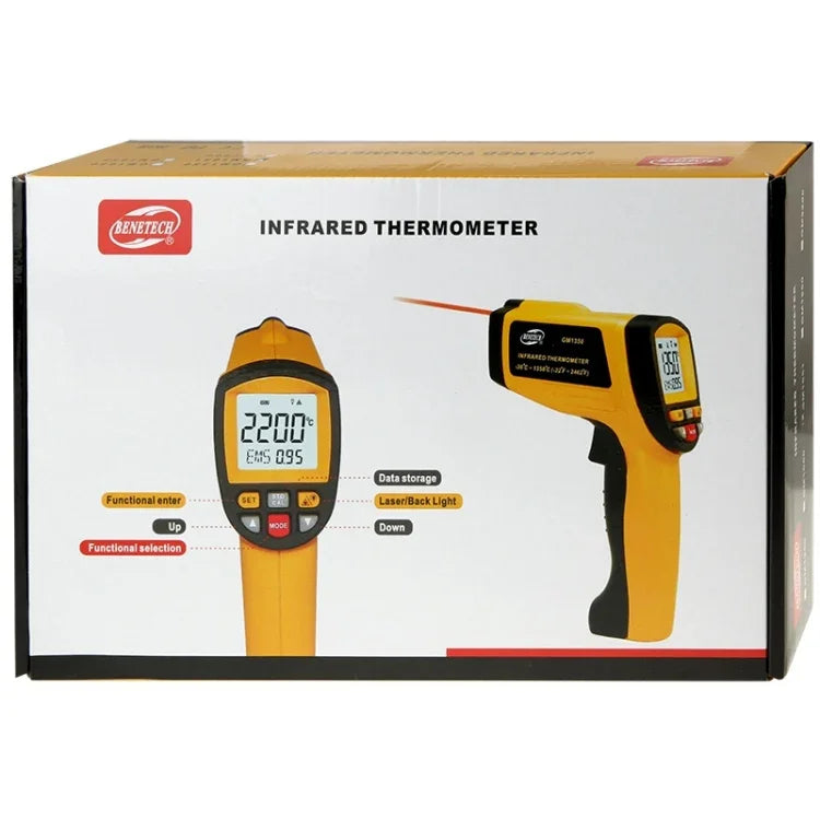 BENETECH GM1651 Pistola de Temperatura Digital USB com Ecrã, Termómetro Infravermelho Portátil, Intervalo de Medição: -30~1650C, GM1651