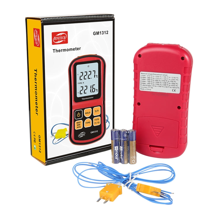 BENETECH GM1312 Termómetro Termopar com Ecrã LCD de 2,4 polegadas, Mede Tipos J, K, T, E, N e R, Faixa de Medição: -50~300°C