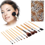 Bolsa Dobrável para Pincéis de Maquilhagem com Padrão de Pantera na Moda Kit para Senhoras / 12 Pincéis para Cuidados Faciais, 12pcs