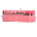 Conjunto de Pincéis de Maquilhagem com Cabo Rosa e Cerdas de Cabelo de Cabra 24 Peças com Bolsa Rosa, 24pcs