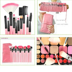 Conjunto de Pincéis de Maquilhagem com Cabo Rosa e Cerdas de Cabelo de Cabra 24 Peças com Bolsa Rosa, 24pcs
