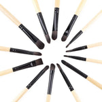 Conjunto de Pincéis Cosméticos com Cabo de Madeira e Cerdas de Cabelo de Cavalo 24 Peças com Bolsa de Couro Preta, 24 PCS