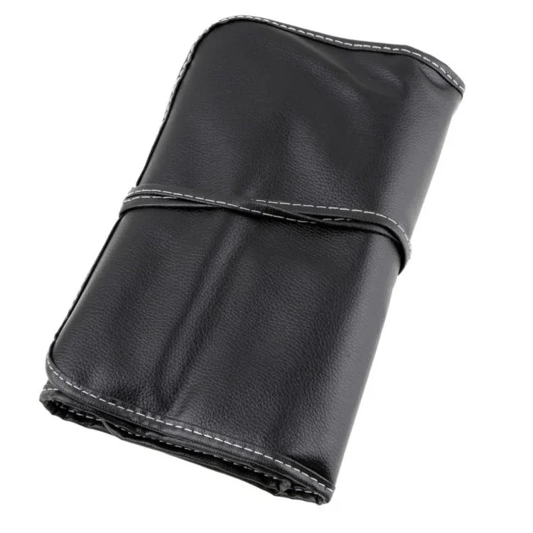 Conjunto de Pincéis Cosméticos com Cabo de Madeira e Cerdas de Cabelo de Cavalo 24 Peças com Bolsa de Couro Preta, 24 PCS