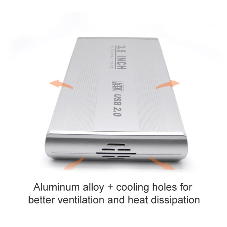 Caixa externa para disco rígido SATA de 3,5 polegadas, suporta USB 2.0, SATA com alimentação 2.0A, SATA com alimentação 1.5A