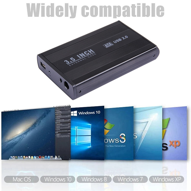 Caixa externa para disco rígido SATA de 3,5 polegadas, suporta USB 2.0, SATA com alimentação 2.0A, SATA com alimentação 1.5A