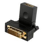 Adaptador DVI 24+1 Pinos Macho para HDMI 19 Pinos Fêmea com Rotação de 360 Graus e Dourado