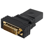 Adaptador DVI 24+1 Pinos Macho para HDMI 19 Pinos Fêmea com Rotação de 360 Graus e Dourado