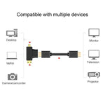 Adaptador 3 em 1 HDMI Fêmea para Mini HDMI Macho + Micro HDMI Macho, HDMI Fêmea para Mini HDMI+Micro HDMI