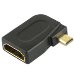 Adaptador Dourado Micro HDMI Macho para HDMI 19 Pinos Fêmea com Ângulo de 90 Graus, Micro HDMI para HDMI