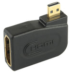 Adaptador Dourado Micro HDMI Macho para HDMI 19 Pinos Fêmea com Ângulo de 90 Graus, Micro HDMI para HDMI