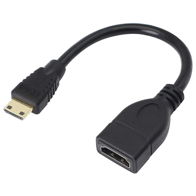 Cabo Mini HDMI Macho para HDMI 19 Pinos Fêmea Dourado de 17cm, Mini HDMI para HDMI