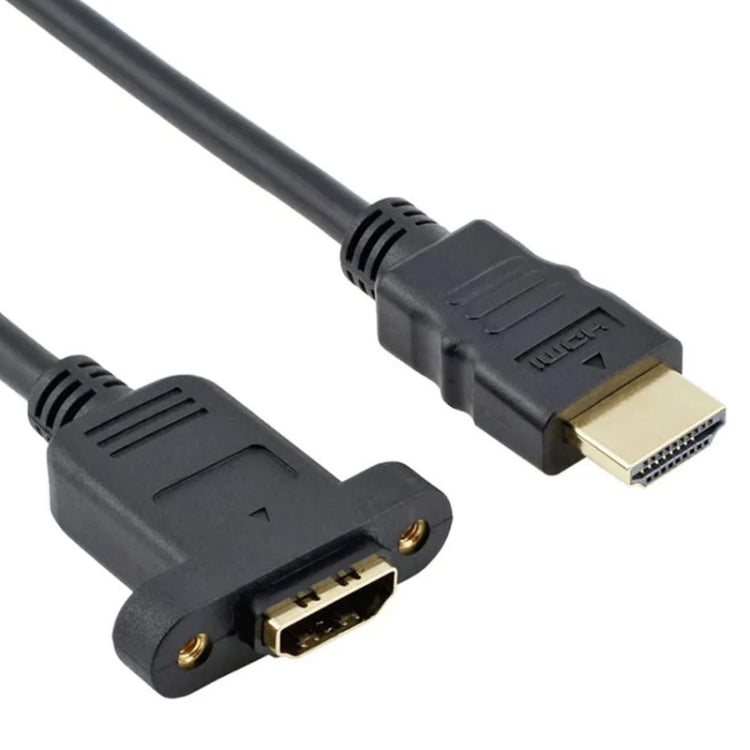 Cabo Adaptador HDMI (Tipo-A) Macho para HDMI (Tipo-A) Fêmea de 30cm com 2 Orifícios para Parafusos, HDMI AM para AF com Orifício para Orelha (30cm)