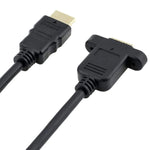 Cabo Adaptador HDMI (Tipo-A) Macho para HDMI (Tipo-A) Fêmea de 30cm com 2 Orifícios para Parafusos, HDMI AM para AF com Orifício para Orelha (30cm)