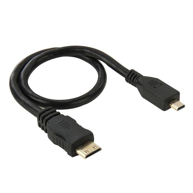 Cabo Adaptador Mini HDMI Macho para Micro HDMI Macho de 30cm, Micro HDMI Macho, Comprimento: 30cm