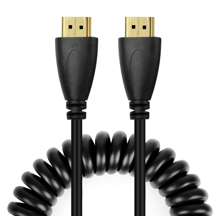 Versão 1.4, Cabo Enrolado HDMI Macho 19 Pinos Dourado para HDMI Macho, Suporta 3D / Ethernet, Comprimento: 60cm (pode ser estendido até 2m), HDMI AM para AM