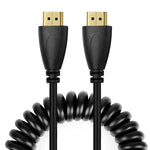 Versão 1.4, Cabo Enrolado HDMI Macho 19 Pinos Dourado para HDMI Macho, Suporta 3D / Ethernet, Comprimento: 60cm (pode ser estendido até 2m), HDMI AM para AM