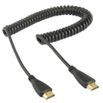 Versão 1.4, Cabo Enrolado HDMI Macho 19 Pinos Dourado para HDMI Macho, Suporta 3D / Ethernet, Comprimento: 60cm (pode ser estendido até 2m), HDMI AM para AM