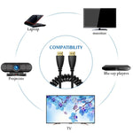 Versão 1.4, Cabo Enrolado HDMI Macho 19 Pinos Dourado para HDMI Macho, Suporta 3D / Ethernet, Comprimento: 60cm (pode ser estendido até 2m), HDMI AM para AM