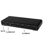 Comutador HDMI 5 Portas Full HD 1080P com interruptor e comando à distância, Versão 1.3 (5 entradas HDMI, 1 saída HDMI), Versão 1.3