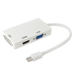 Cabo adaptador conversor Mini DisplayPort Macho para HDMI + VGA + DVI Fêmea para MacBook Pro Air, Comprimento do cabo: 17cm, Mini DP para HDMI+VGA+DVI (Preto), Mini DP para HDMI+VGA+DVI (Branco)
