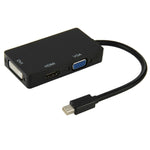 Cabo adaptador conversor Mini DisplayPort Macho para HDMI + VGA + DVI Fêmea para MacBook Pro Air, Comprimento do cabo: 17cm, Mini DP para HDMI+VGA+DVI (Preto), Mini DP para HDMI+VGA+DVI (Branco)
