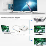Cabo adaptador conversor Mini DisplayPort Macho para HDMI + VGA + DVI Fêmea para MacBook Pro Air, Comprimento do cabo: 17cm, Mini DP para HDMI+VGA+DVI (Preto), Mini DP para HDMI+VGA+DVI (Branco)