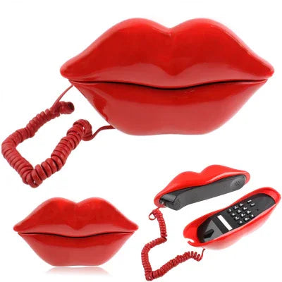 Telefone com Fio em Forma de Lábios Vermelhos Sexy, Telefone Lábios Vermelhos Sexy
