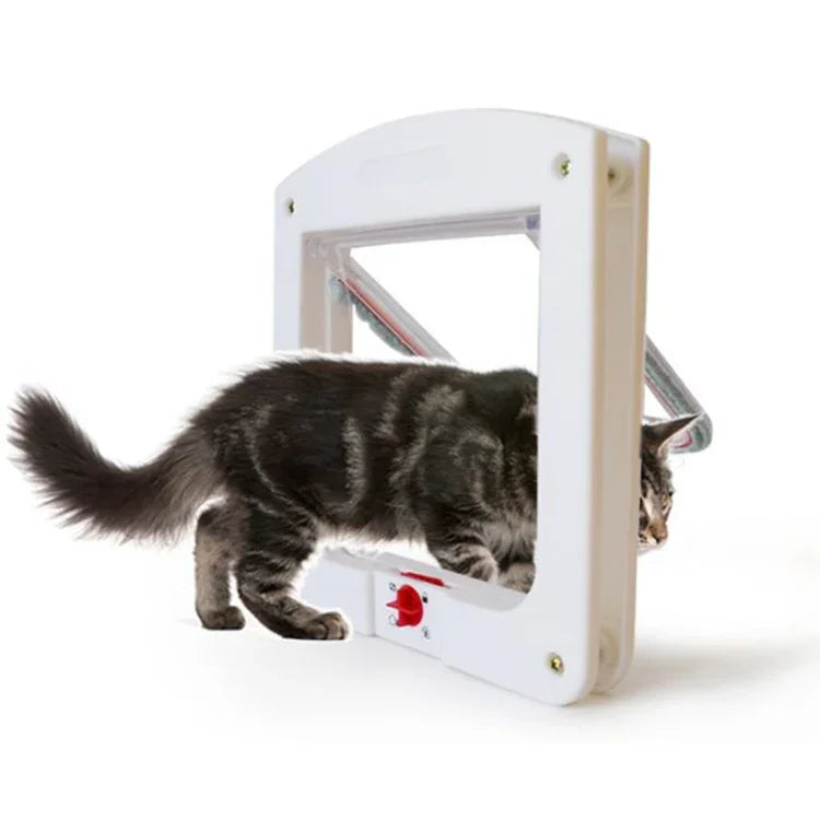 Aba Transparente Amigável para Gatos / Cães Pequenos, Fecho Universal de 4 Vias, Branco