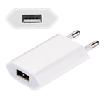 Carregador de Viagem com Porta USB Única 5V / 1A, Ficha UE, Ficha UE Branco