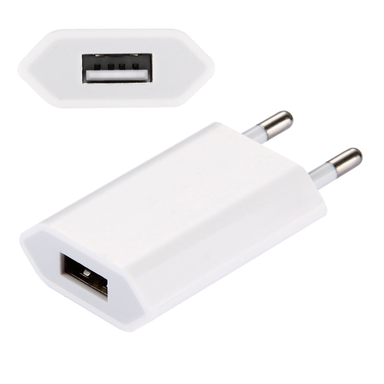 Carregador de Viagem com Porta USB Única 5V / 1A, Ficha UE, Ficha UE Branco