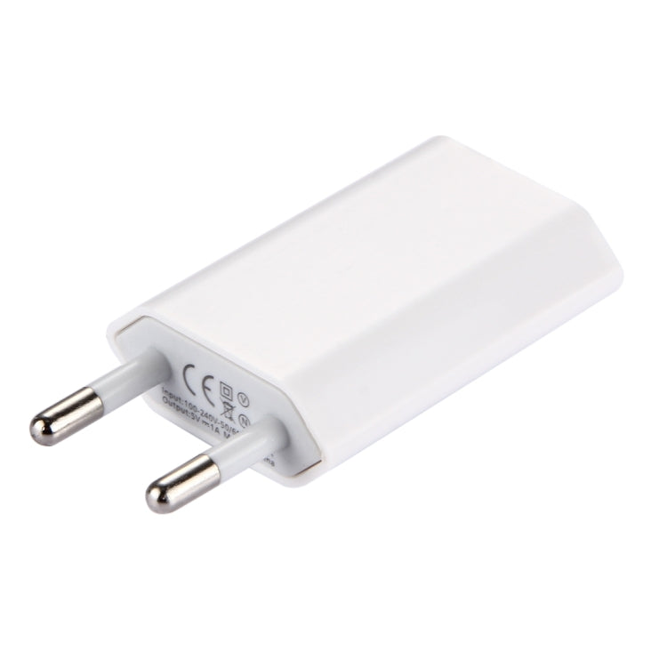 Carregador de Viagem com Porta USB Única 5V / 1A, Ficha UE, Ficha UE Branco