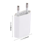 Carregador de Viagem com Porta USB Única 5V / 1A, Ficha UE, Ficha UE Branco