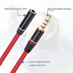 Cabo de Áudio Auxiliar 1.2m 3.5mm Macho para Fêmea, Compatível com Telefones, Tablets, Auscultadores, MP3 Player, Estéreo de Carro/Casa e Mais