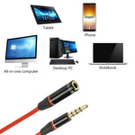 Cabo de Áudio Auxiliar 1.2m 3.5mm Macho para Fêmea, Compatível com Telefones, Tablets, Auscultadores, MP3 Player, Estéreo de Carro/Casa e Mais