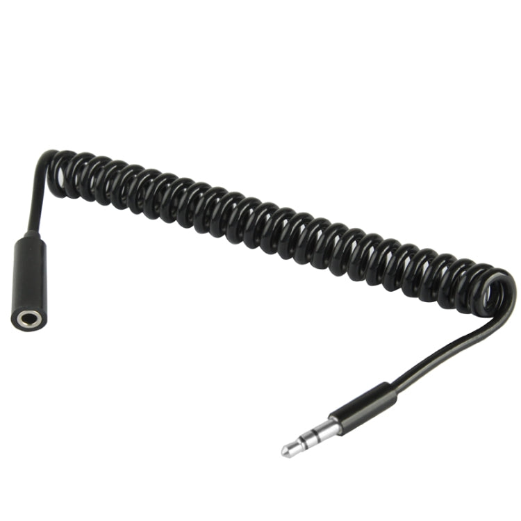 Cabo Auxiliar Enrolado em Mola 3.5mm Macho para Fêmea, Compatível com Telefones, Tablets, Auscultadores, MP3 Player, Estéreo de Carro/Casa e Mais, Comprimento: 20cm até 80cm