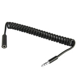 Cabo Auxiliar Enrolado em Mola 3.5mm Macho para Fêmea, Compatível com Telefones, Tablets, Auscultadores, MP3 Player, Estéreo de Carro/Casa e Mais, Comprimento: 20cm até 80cm