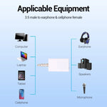 Adaptador divisor de auscultadores 3,5mm, compatível com telemóveis, tablets, auscultadores, leitor MP3, estéreo de carro/casa e mais