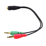 Cabo de Microfone + Auscultadores Jack 3,5mm 17cm, Compatível com Telemóveis, Tablets, Auscultadores, Leitor MP3, Estéreo de Carro/Casa e Mais