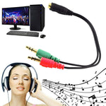 Cabo de Microfone + Auscultadores Jack 3,5mm 17cm, Compatível com Telemóveis, Tablets, Auscultadores, Leitor MP3, Estéreo de Carro/Casa e Mais
