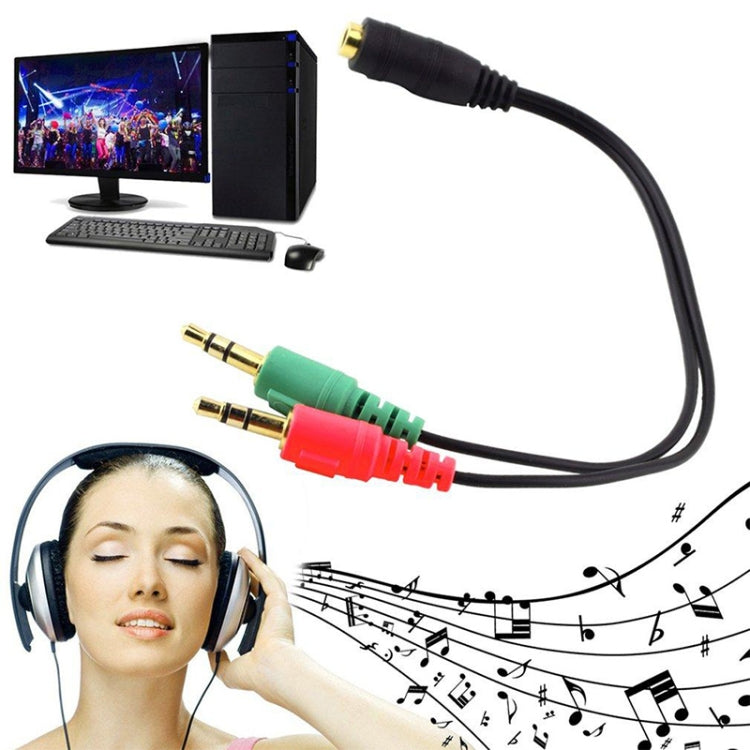 Cabo de Microfone + Auscultadores Jack 3,5mm 17cm, Compatível com Telemóveis, Tablets, Auscultadores, Leitor MP3, Estéreo de Carro/Casa e Mais
