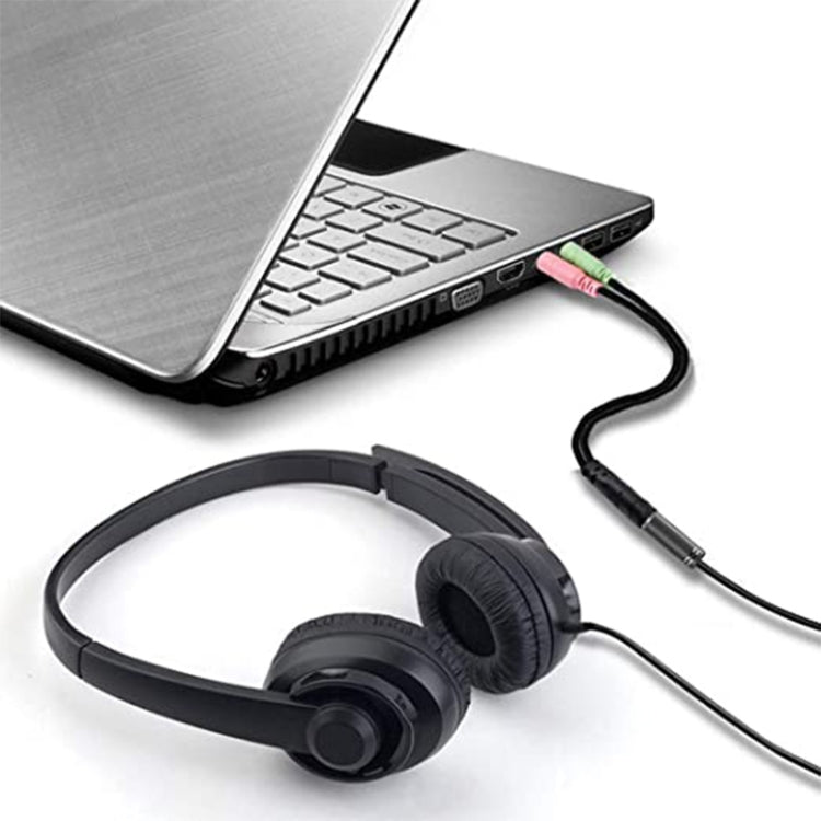 Cabo de Microfone + Auscultadores Jack 3,5mm 17cm, Compatível com Telemóveis, Tablets, Auscultadores, Leitor MP3, Estéreo de Carro/Casa e Mais