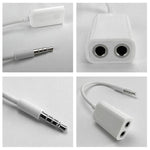 Cabo Auxiliar de Áudio Estéreo 3,5mm Macho para Divisor Adaptador 2 Fêmea, Compatível com Telemóveis, Tablets, Auscultadores, MP3, Estéreo de Carro/Casa e Mais