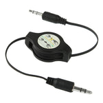 Cabo de áudio auxiliar retrátil 3,5mm, compatível com telemóveis, tablets, auscultadores, leitor MP3, estéreo de carro/casa e mais, Comprimento: 11cm a 80cm