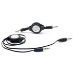Cabo de áudio auxiliar retrátil 3,5mm, compatível com telemóveis, tablets, auscultadores, leitor MP3, estéreo de carro/casa e mais, Comprimento: 11cm a 80cm