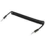 Cabo auxiliar enrolado em mola 3,5mm, compatível com telemóveis, tablets, auscultadores, leitor MP3, estéreo de carro/casa e mais, Comprimento: 20cm até 80cm