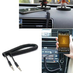 Cabo auxiliar enrolado em mola 3,5mm, compatível com telemóveis, tablets, auscultadores, leitor MP3, estéreo de carro/casa e mais, Comprimento: 45cm até 200cm