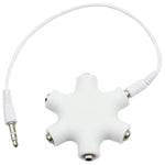 Conector divisor de auscultadores de 6 portas com cabo de áudio 3,5mm, compatível com telemóveis, tablets, auscultadores, leitor MP3, estéreo de carro/casa e mais