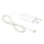 Adaptador de Carregador de Viagem 2 em 1 5V 1A com Ficha UE e Cabo de 1m de 8 Pinos para iPhone